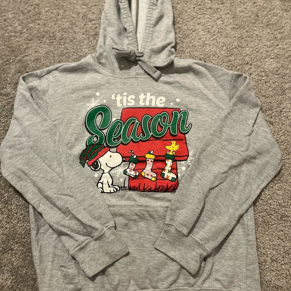 Peanuts Gray Hoodie with Snoopy and Holiday Design